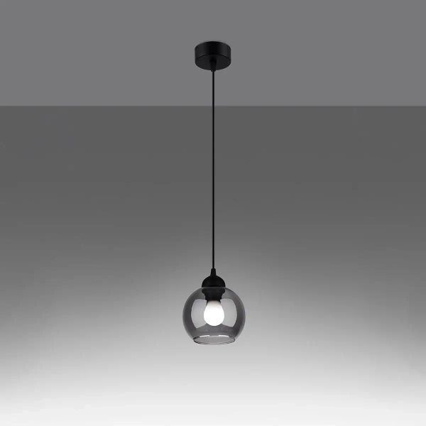 Industrialna lampa wisząca ALINO SL.1141 szklana kula czarna przydymiona