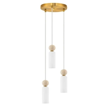 Potrójna lampa wisząca CORVIZO LE45274 glamour szklana biała złota