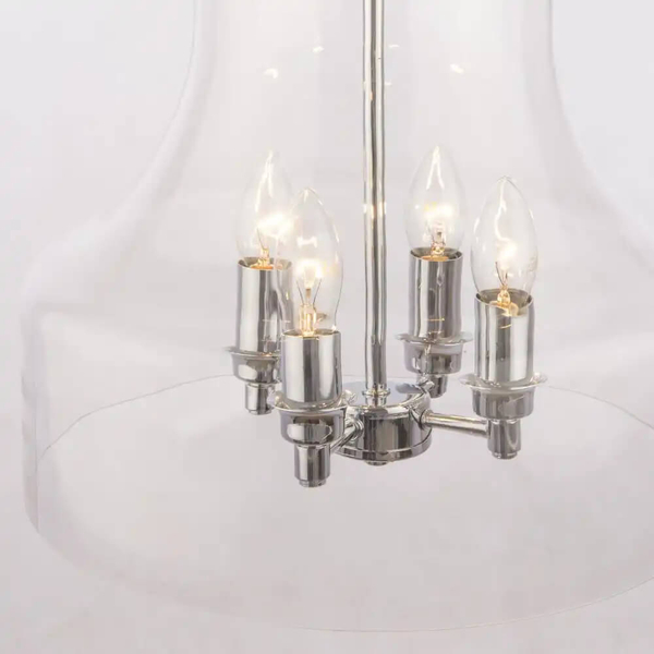 Wisząca lampa retro Prague szklany zwis na łańcuchu chrom