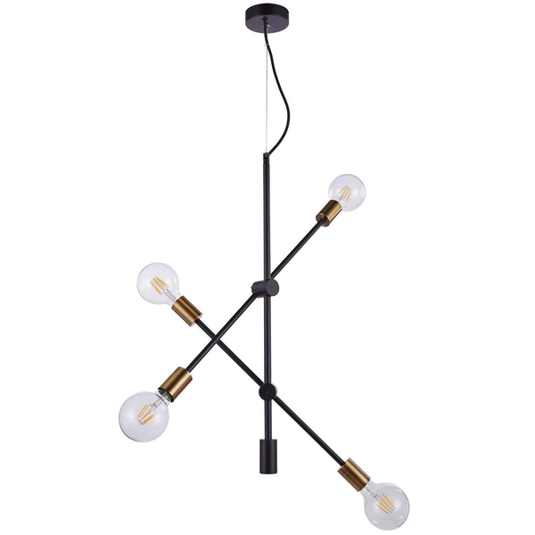 LAMPA wisząca EDMOND MD-BR-262002-D4-G/B Italux metalowa OPRAWA industrialna ZWIS sticks molekuły loft czarne