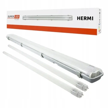 Hermetyczna oprawa + 2 świetlówki zestaw 120cm HERMI T8 2x18W 4000K IP65 do garażu SLP2535+1644*2