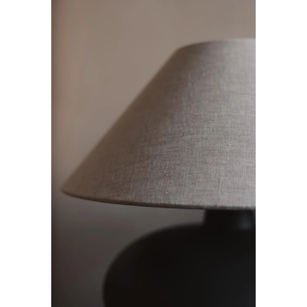 Lampa na stolik abażurowa SAWA 41130107 Kaspa do salonu czarny szary len