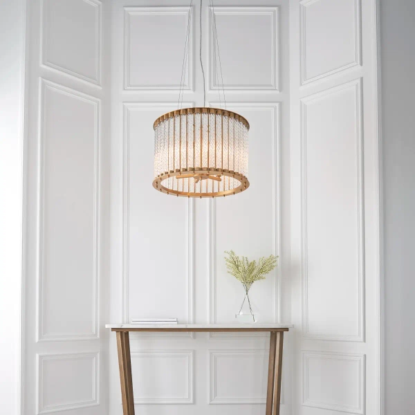 Żyrandol kryształowy do salonu Romola 81999 szklany złoty