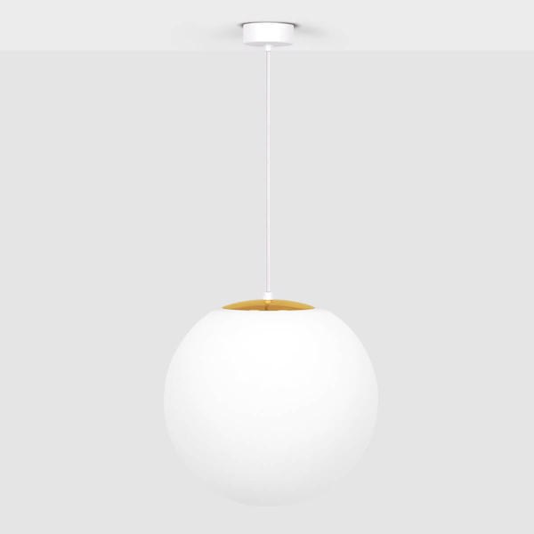 Wisząca lampa Elmo K-5312 Kaja bańka metalowa szklana biała złota