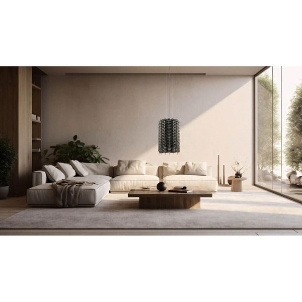 Pleciona lampa zwisająca Sami 5091 Shilo guma do salonu czarna