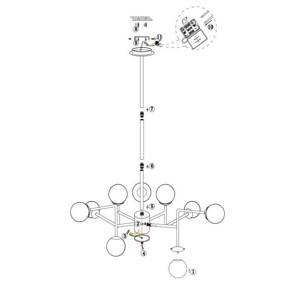 Plafoniera LAMPA modernistyczna ERICH MOD221-PL-12-N Maytoni sufitowa OPRAWA modernistyczny plafon molekuły białe
