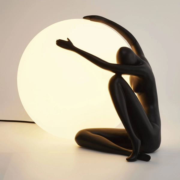 Stolikowa lampa WOMEN ST-6020-A black Step kula ball szklana biała czarna