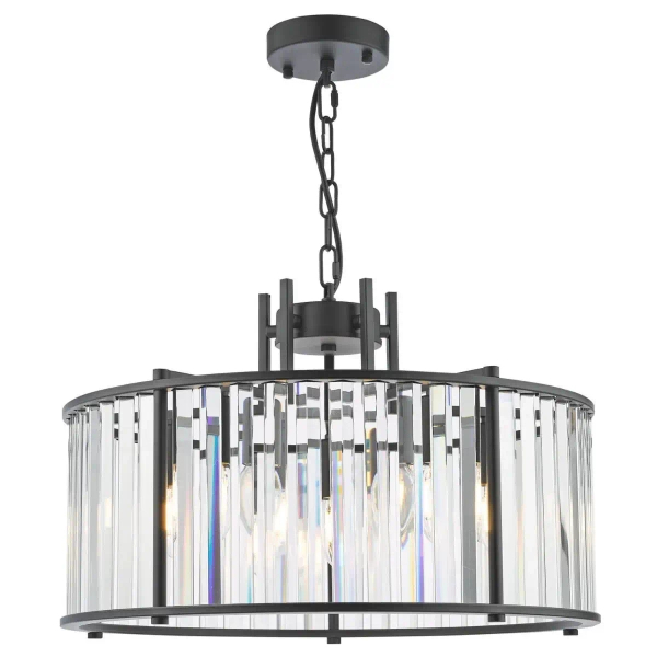Kryształowa wisząca lampa Kiran KIR0522 regulowana na łańcuchu czarna