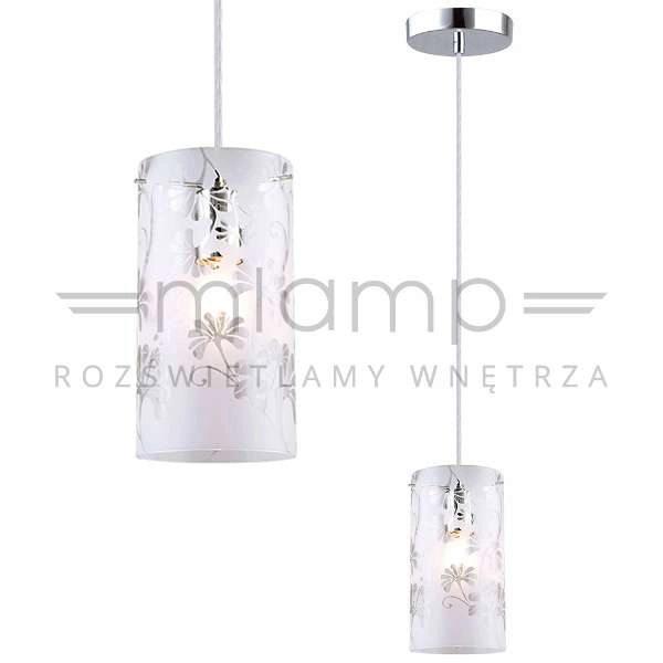 LAMPA wisząca SENSE MDM1673-1 Italux szklana OPRAWA zwis tuba kwiaty wzory flowers biały