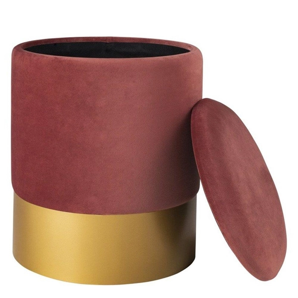 Puf ze schowkiem Velvet VWF17B00B-L-R Moos welur złoty pudrowy róż