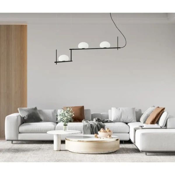 Lampa wisząca Kernio PND-357783-BK+W Italux belka kule białe czarne