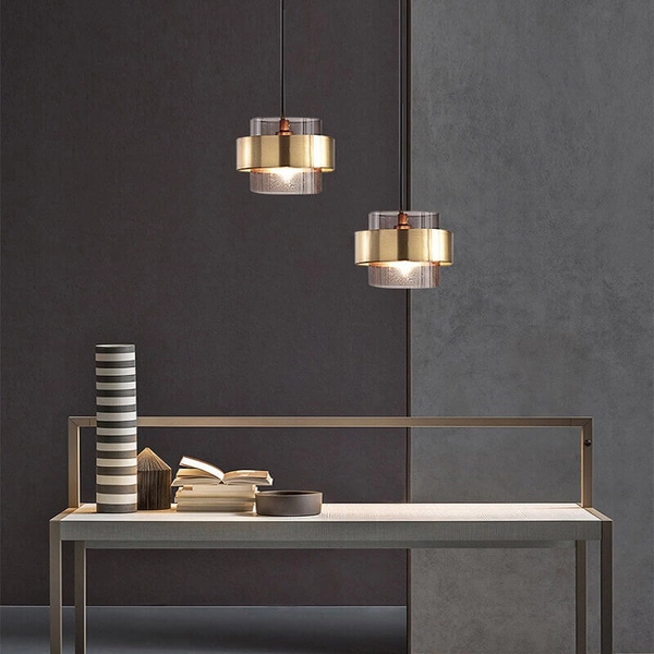 Wisząca lampa loftowa CGBANDBRASS hol mosiądz przydymiona