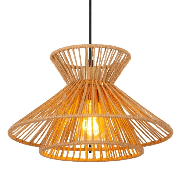 Ekologiczna lampa zwis TASMAN 10420/32/72 Lucide do salonu beżowa mosiądz