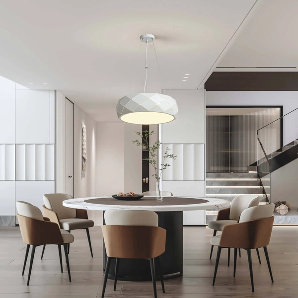 LAMPA wisząca REUS LP-8069/1P WH Light Prestige geometryczna OPRAWA okrągła zwis metalowy biały