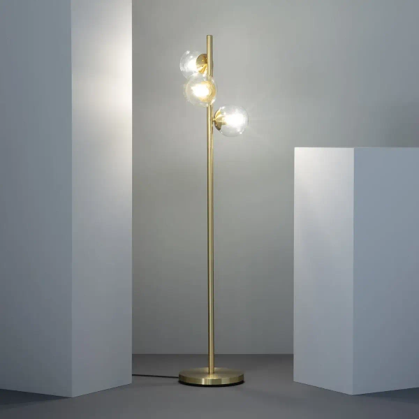 Podłogowa lampa Milano ABR-LSP-3XE27 Abruzzo kule złoty przezroczysty