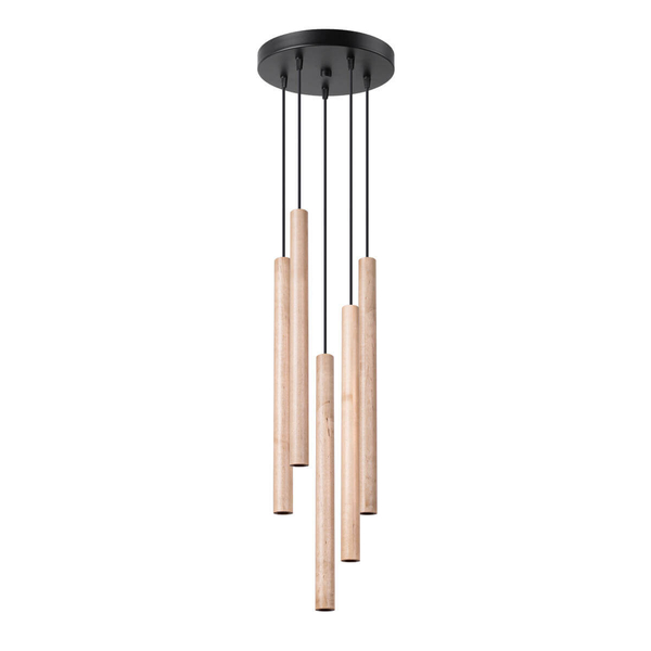 Lampa wisząca nad stół Pastelo SL.1270 tubka sopel drewniana czarna