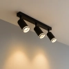 Potrójna sufitowa lampa Pipe Ring Spot ML2071 na belce czarny