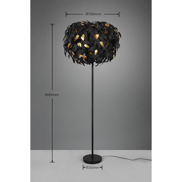Stojąca lampa podłogowa Leavy R40463032 RL Light listki czarna