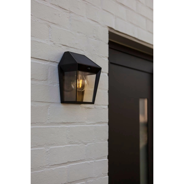 Lampa z czujnikiem na elewację AVONY 6916002330 latarenka IP44 czarna