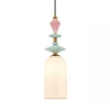 Ceramiczna lampa wisząca 22078 szklana kremowa mosiądz
