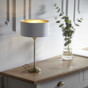 Nocna lampa stołowa Highclere 104054 Endon vintage mosiądz biały