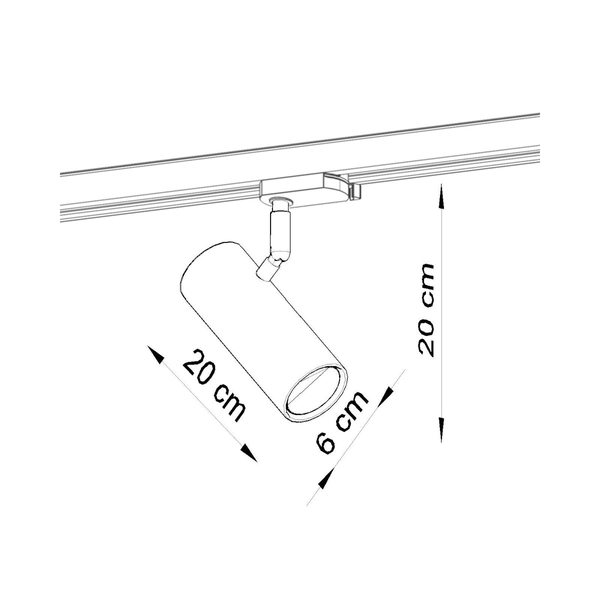 Regulowana lampa sufitowa 3-faz tuba DIREZIONE MYL.00053 z żarówką biały