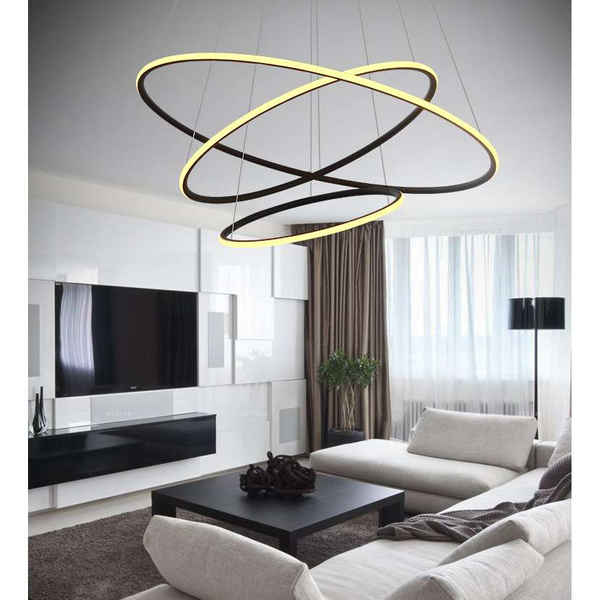 LAMPA wisząca SLIM/000024/3000/B MDECO okrągła OPRAWA biurowy ZWIS LED 125W 3000K ring czarny