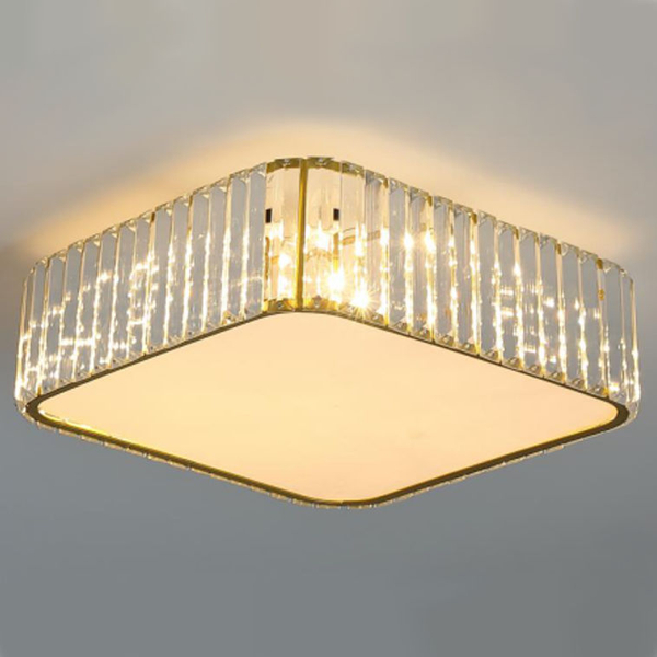 Sufitowa lampa glamour CGVETSQ kwadratowy plafon złoty nad łóżko