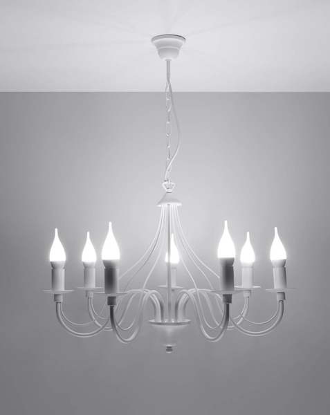 Żyrandol LAMPA wisząca SL.0215 klasyczna OPRAWA świecznikowa ZWIS na łańcuchu maria teresa biały