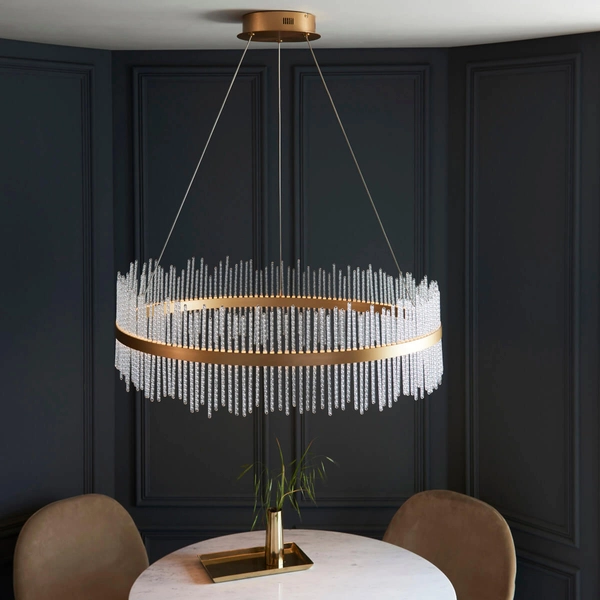 Okrągły żyrandol do salonu L&-1107672 LED 83W 3000K złoty przezroczysty