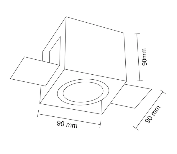 Sufitowe oczko podtynkowe OMURA H 3342 Shilo kwadratowa oprawa czarna