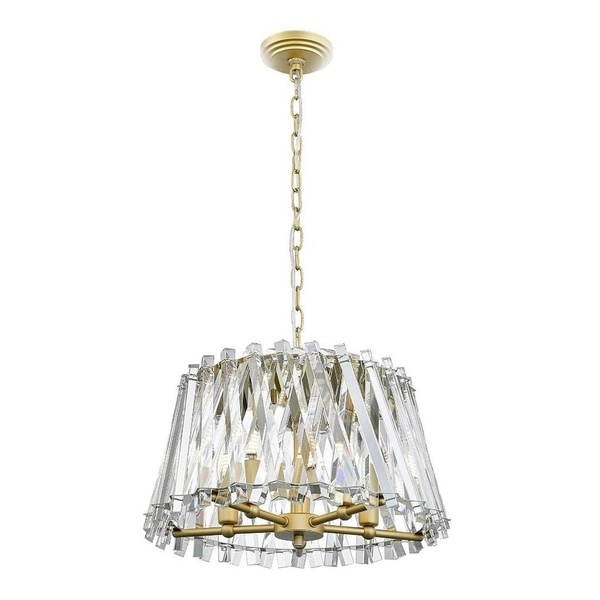 Złoty żyrandol pokojowy Mirabell kryształy na łańcuchu nad stół