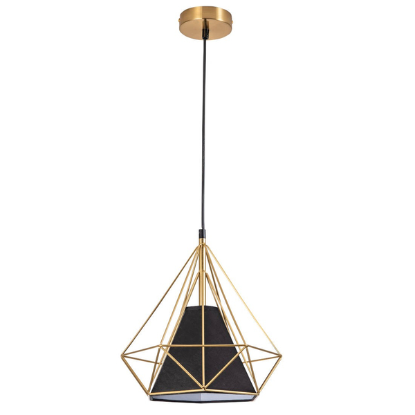 Druciana LAMPA wisząca HIRA 318558 Polux industrialny zwis piramida złota czarna