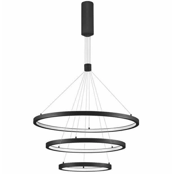 LAMPA wisząca IRUN LE41410 Luces Exclusivas okrąga OPRAWA metalowy ZWIS LED 108W 3000K pierścienie rings czarne