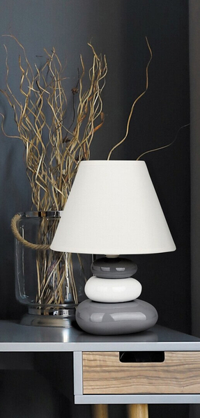 Ceramiczna lampa stojąca Salem 4948 kamienie białe szare