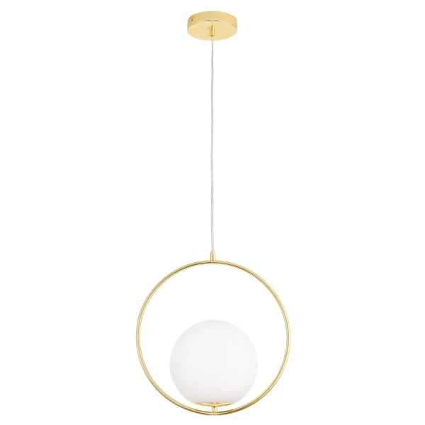 Kulista lampa wisząca COSTA DP0001A-350R ball szklana biała złota