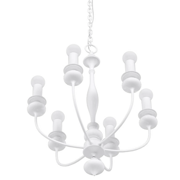 Biała lampa świecznikowa Castella zwis na łańcuchu nad stół