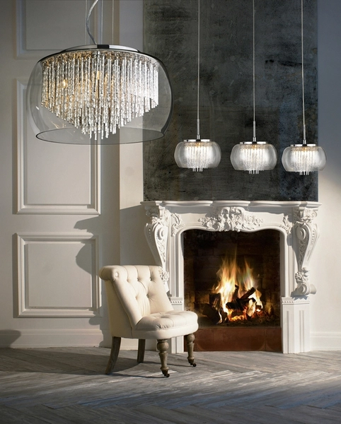 Wisząca lampa pokojowa Rego okrągła glamour crystal chrom
