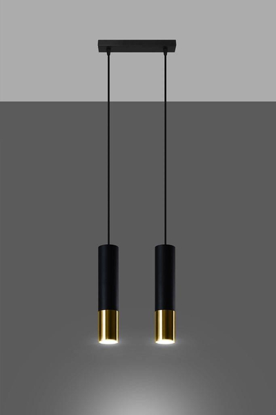 Modernistyczna LAMPA wisząca SL.0953 loftowa OPRAWA metalowe tuby zwis czarny złoty