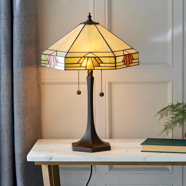 Lampa stolikowa z włącznikiem Nevada 64286 do salonu brązowa beżowa