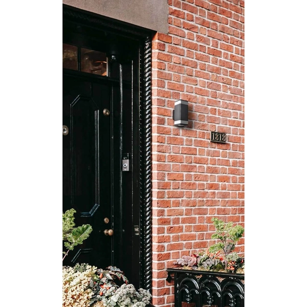 Podwójny kinkiet elewacyjny Tamiza K-8207 IP44 z trzonkiem metalowy czarny