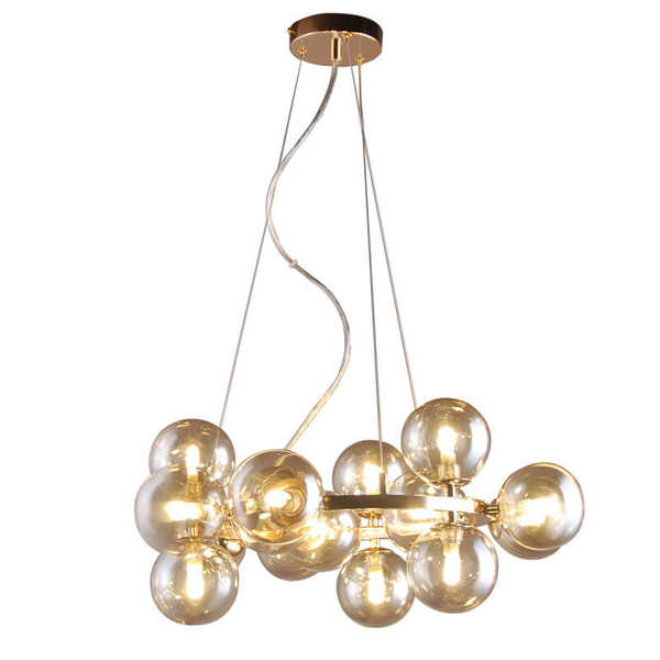 Wisząca lampa jadalniana Marbelio PND-6161-15 GO+CO złota przydymiona