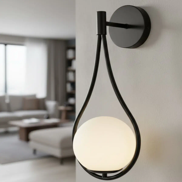 Kinkiet ścienny art deco DROP ST-F079 biały czarny szklany metalowy G9 klosz do sypialni