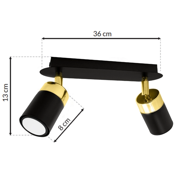 Sufitowa LAMPA loftowa JOKER MLP6124 Milagro reflektorowy plafon metalowy czarny złoty