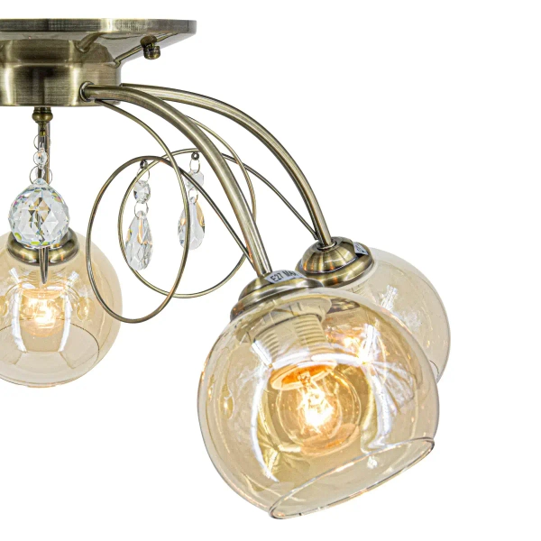 Sypialniana lampa sufitowa 8823/5 21QG crystals mosiądz