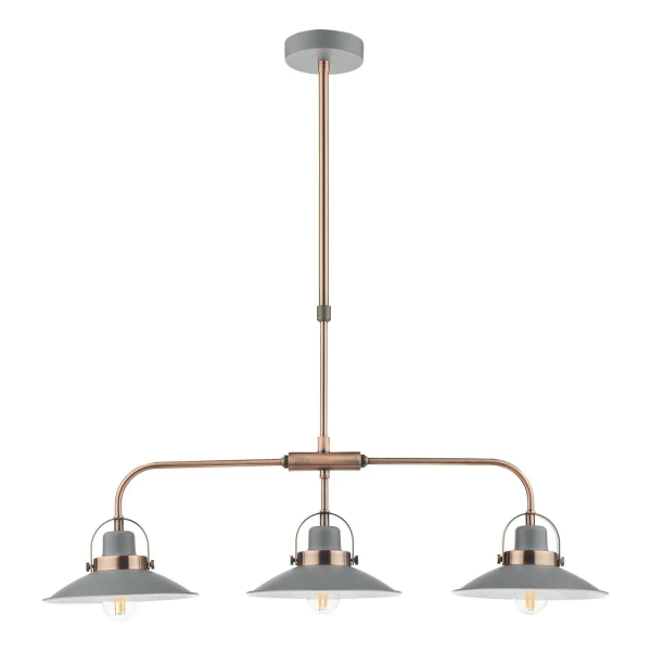 Wisząca lampa retro Liden LID0339 potrójna grafitowy miedziany
