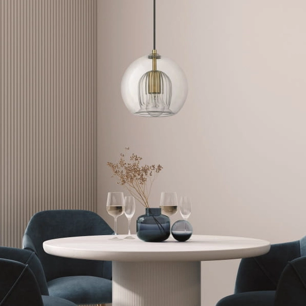 Szklany zwis Arette złota lampa wisząca kula do sypialni