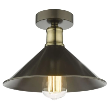Lampa sufitowa retro Jalen JAL0161 stożek grafitowy mosiądz