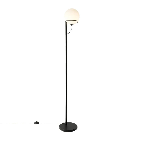 Podłogowa lampa kulista Wilson 2412594003 szklana metalowa czarna