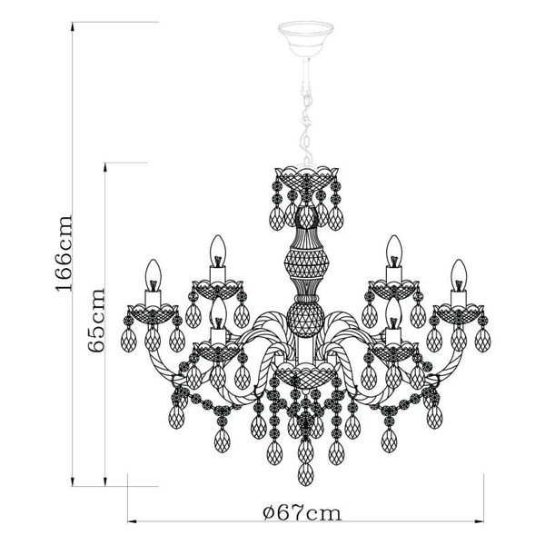 Lampa wisząca Cuimbra 63116-6 świecznikowa chrom crystals
